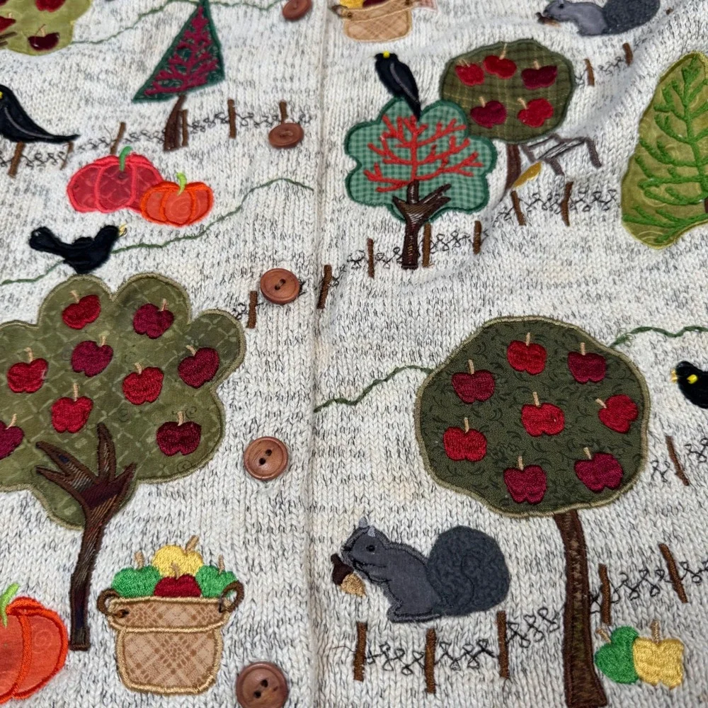 VTG Philip Jane Gordon Women M Cardigan Design Option Fall Apple Orchard Pumpkin